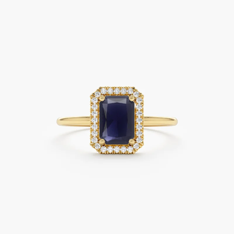 Men's Amethyst Engagement Rings in Sterling Silver with a Contemporary Geometric SettingNatural Sapphire and Diamond Engagement Ring, Juliet