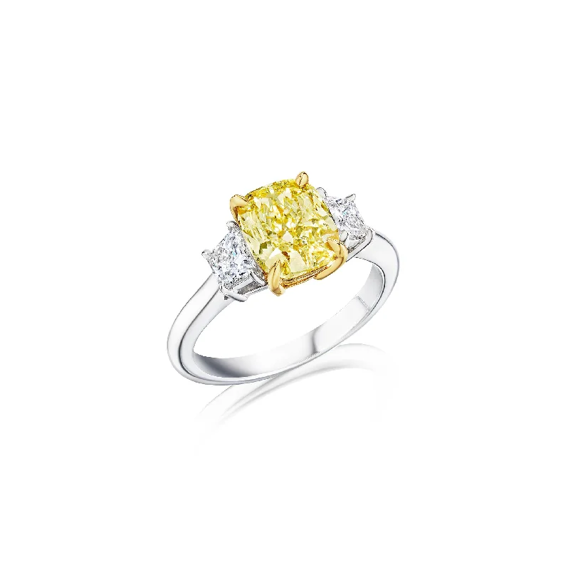 Men's Topaz Engagement Rings in 10K Gold with a Channel - Set Diamond BandFink's Exclusive Fancy Yellow Cushion Diamond Engagement Ring with Trapezoid Side Diamonds