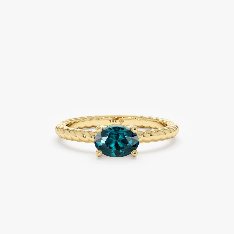 Men's Amethyst Engagement Rings in Sterling Silver with a Contemporary Geometric SettingTeal Blue Sapphire Oval Ring, Azuri