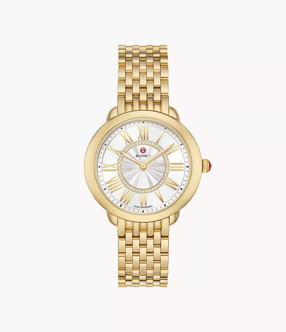 Men's Sapphire Engagement Rings in 18K White Gold with Pave Diamond AccentsSerein Mid 18k Gold-Plated Diamond Dial Watch MWW21B000160
