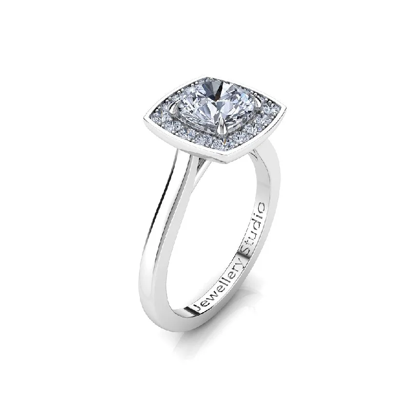 Men's Opal Engagement Rings in 10K Gold with a Milgrain - Trimmed BandFrench Halo Engagement Ring with 1.00ct Round Brilliant Cut Diamond