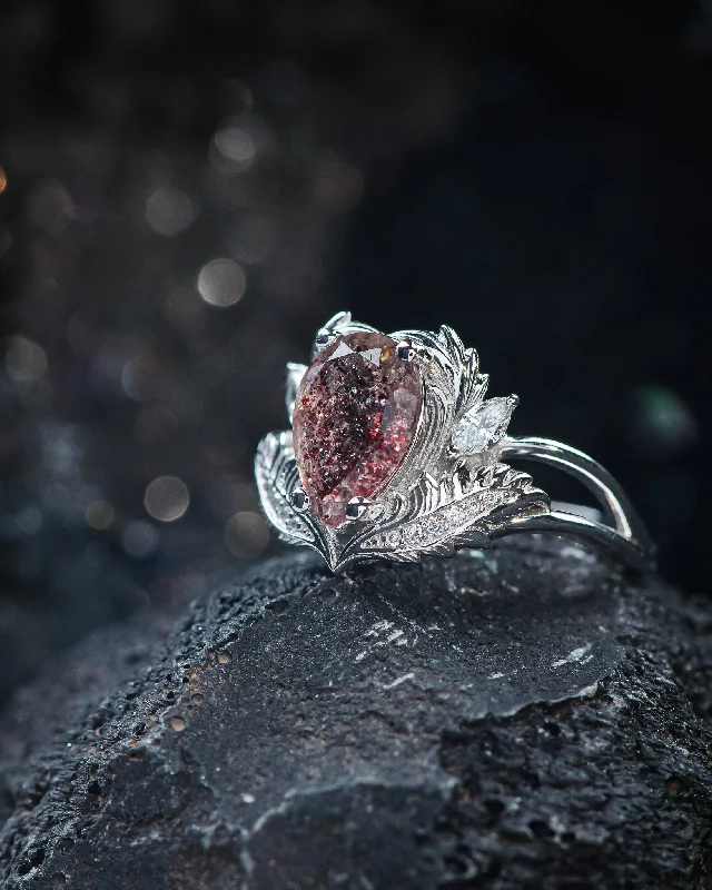 Men's Amethyst Engagement Rings in Sterling Silver with a Contemporary Geometric SettingREADY TO SHIP: Adonis in 14K white gold, natural melody quartz 10x7 mm, lab diamonds, RING SIZE 5.5 - 8.5 US