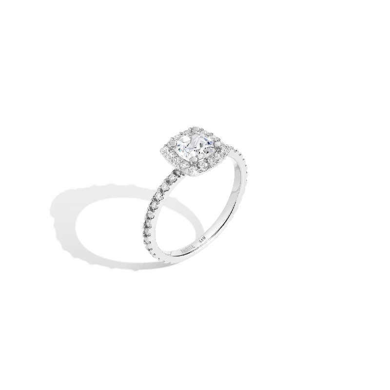 Men's Turquoise Engagement Rings in 925 Silver with a Southwestern - Inspired BandPavé Cushion Cut Halo Diamond Ring