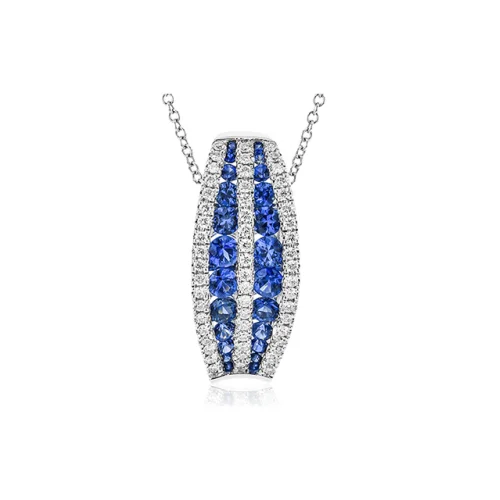 Men's Sapphire Engagement Rings in 18K White Gold with Pave Diamond AccentsZeghani Precious Stones Necklace Zp899-B