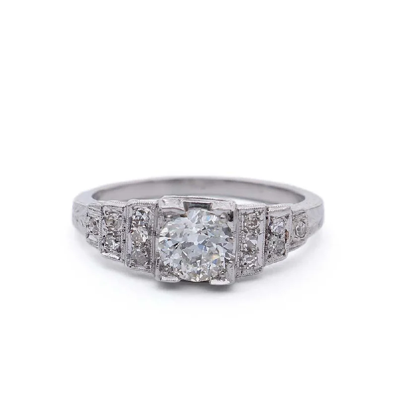 Men's Diamond Engagement Rings with Platinum Band and Halo Setting for a Luxury ProposalArt Déco Engagement Ring #VR181105-2