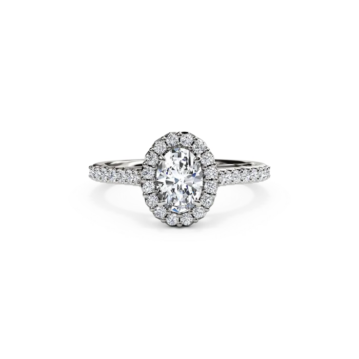 Men's Moonstone Engagement Rings in Silver - Plated Copper with a Celtic Knot PatternThe Studio Collection Oval Diamond Halo and Diamond Shank Engagement Ring