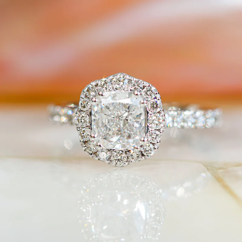 Men's Diamond Engagement Rings with Platinum Band and Halo Setting for a Luxury ProposalSol Vintage Natural Cushion Cut Diamond Engagement Ring Men's Diamond Engagement Rings with Platinum Band and Halo Setting for a Luxury ProposalSol Vintage Natural Cushion Cut Diamond Engagement Ring