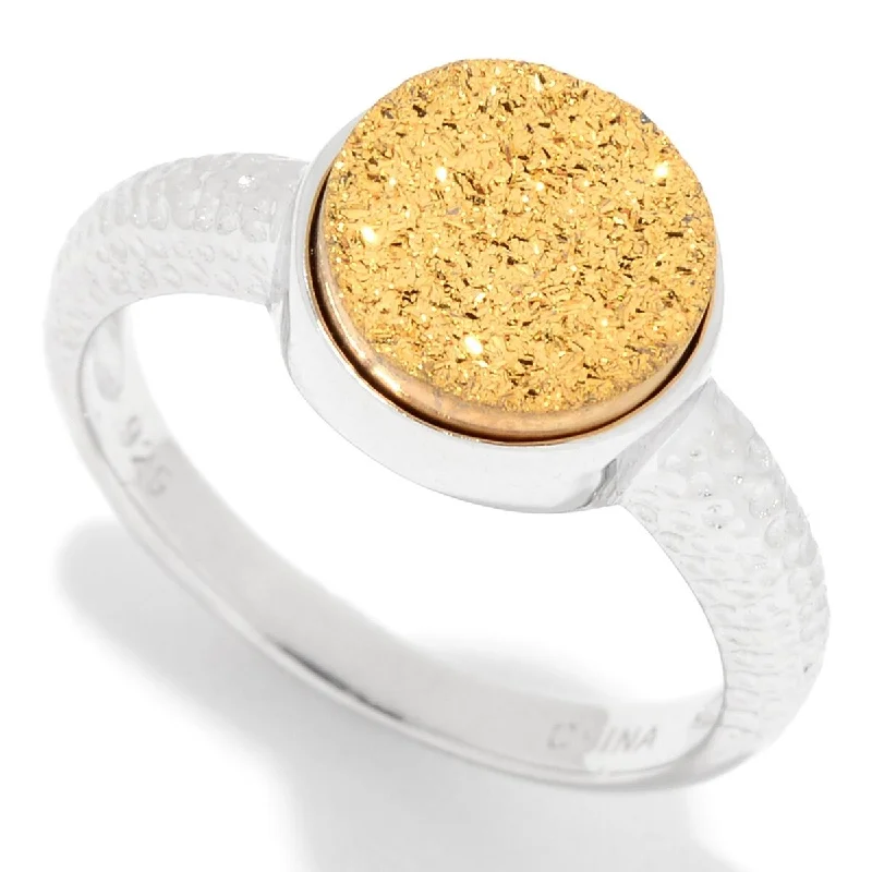 Moonstone Gemstone Rings in Silver - Plated Copper with a Celtic - Inspired Pattern for a Mystical VibeSterling Silver Round Drusy Textured Ring Moonstone Gemstone Rings in Silver - Plated Copper with a Celtic - Inspired Pattern for a Mystical VibeSterling Silver Round Drusy Textured Ring