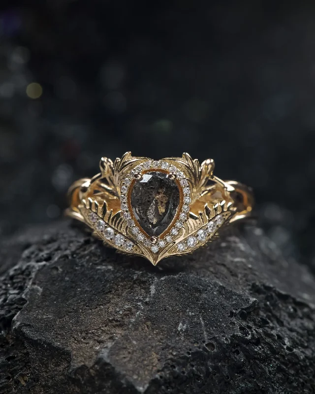 Men's Alexandrite Engagement Rings in Platinum with a Hidden Halo of DiamondsSalt & pepper diamond engagement ring with diamond halo / Adonis halo