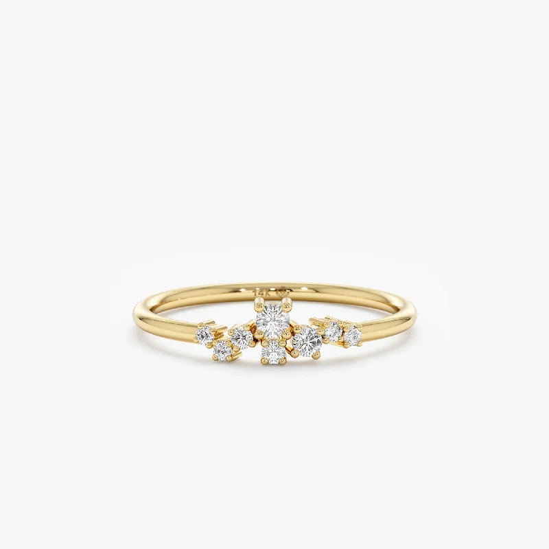 Men's Black Onyx Engagement Rings Set in Titanium for a Modern and Bold LookPetite Diamond Cluster Ring, Lorelai
