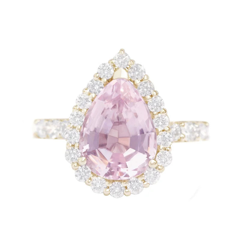 Men's Malachite Engagement Rings in 14K Gold with a Carved Stone Centerpiece2 Carat Bug Pink Pear Morganite & Diamonds Engagement Ring - "Amelia"