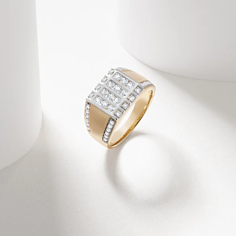 Adjustable - Fit Wedding Bands in Gold - Plated Metal for a Comfortable and Custom - Fitting Option9K Yellow And White Gold Diamond Vertical Row Ring 1tdw Adjustable - Fit Wedding Bands in Gold - Plated Metal for a Comfortable and Custom - Fitting Option9K Yellow And White Gold Diamond Vertical Row Ring 1tdw