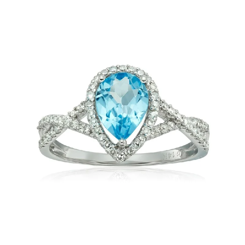Tanzanite Gemstone Rings in 10K Gold with a Trilogy Design for a Sophisticated Gift14k WT Gold Swiss Blue Topaz & Diamond Ring Tanzanite Gemstone Rings in 10K Gold with a Trilogy Design for a Sophisticated Gift14k WT Gold Swiss Blue Topaz & Diamond Ring