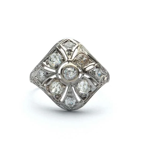 Men's Amethyst Engagement Rings in Sterling Silver with a Contemporary Geometric SettingAntique Art Déco Domed Ring #VR180730-10