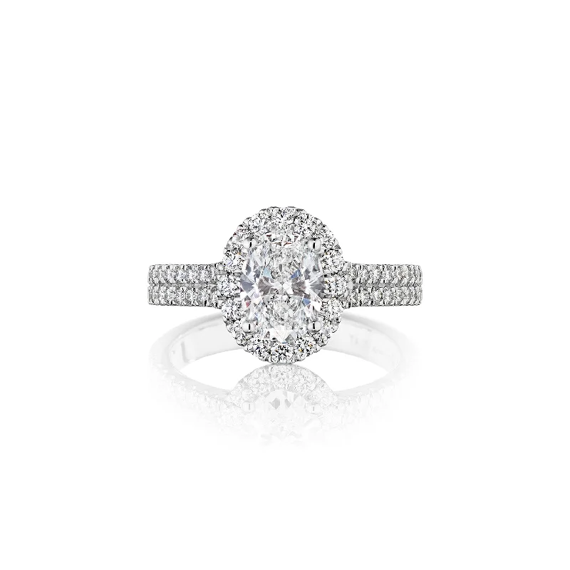 Men's Emerald Engagement Rings with 14K Yellow Gold and Vintage - Style FiligreeFink's Exclusive Platinum Oval Center Stone Diamond Halo Engagement Ring