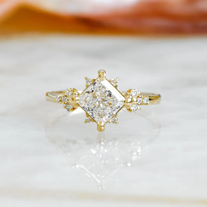 Men's Citrine Engagement Rings in Stainless Steel with a Stackable Band DesignStar Cluster Natural Princess Cut  Diamond Engagement Ring