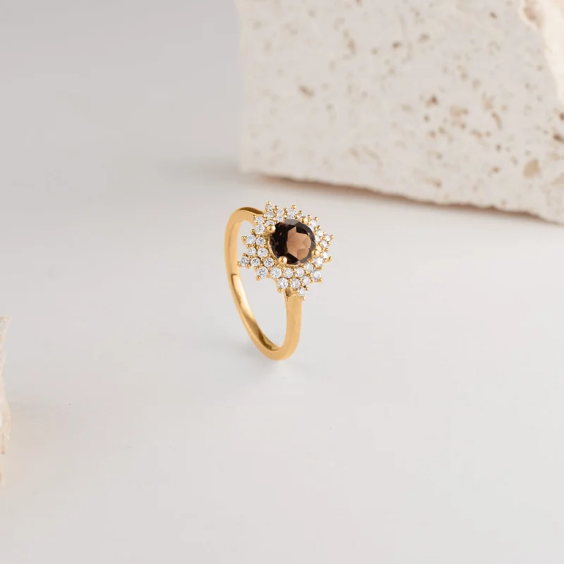 Moissanite - Set Wedding Bands in Yellow Gold for a Sparkling and Ethical Alternative to Diamonds9K Yellow Gold Smoky Quartz and Diamond Halo Vintage Dress Ring 0.37tdw Moissanite - Set Wedding Bands in Yellow Gold for a Sparkling and Ethical Alternative to Diamonds9K Yellow Gold Smoky Quartz and Diamond Halo Vintage Dress Ring 0.37tdw