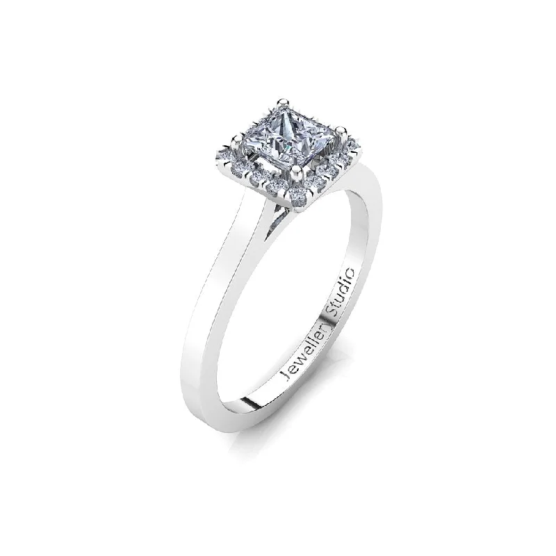 Men's Topaz Engagement Rings in 10K Gold with a Channel - Set Diamond BandHalo Engagement Ring with 0.50ct Princess Cut Diamond