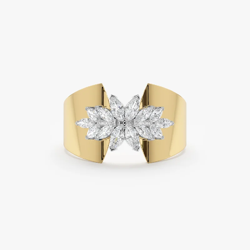 Men's Sapphire Engagement Rings in 18K White Gold with Pave Diamond AccentsMarquise Diamond Cluster Ring, Sakura