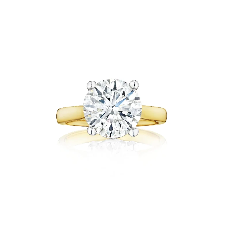 Men's Amethyst Engagement Rings in Sterling Silver with a Contemporary Geometric SettingFink's Exclusive Round Diamond Solitaire Ring in Platinum and Yellow Gold
