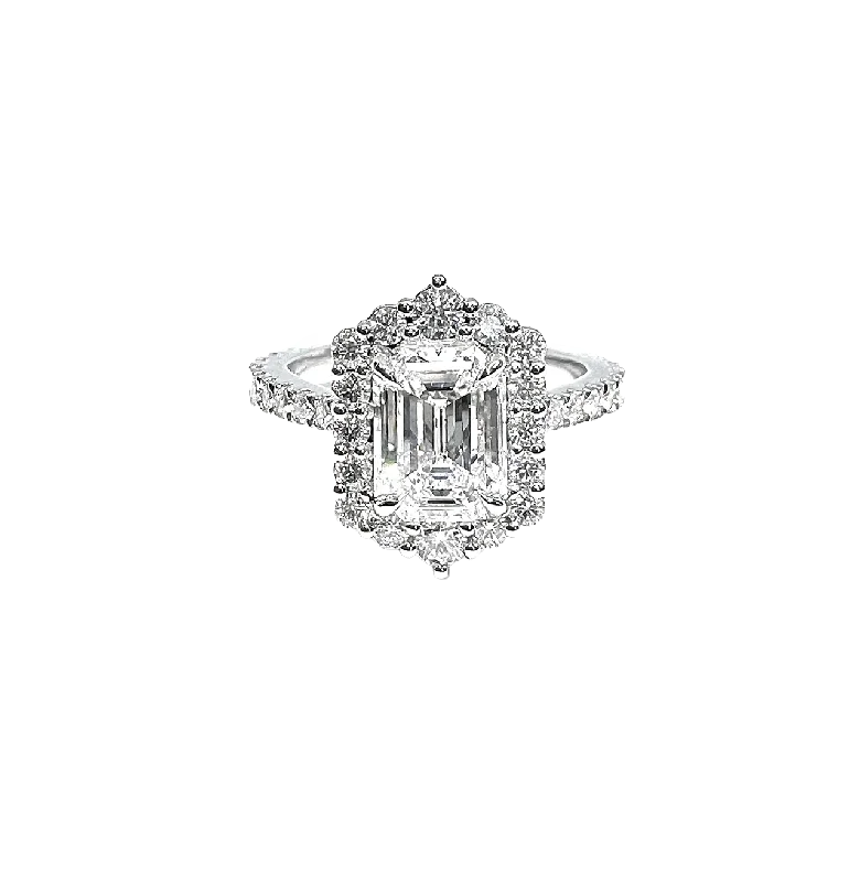 Men's Citrine Engagement Rings in Stainless Steel with a Stackable Band DesignThe Studio Collection Emerald Cut Diamond and Halo Engagement Ring in Platinum