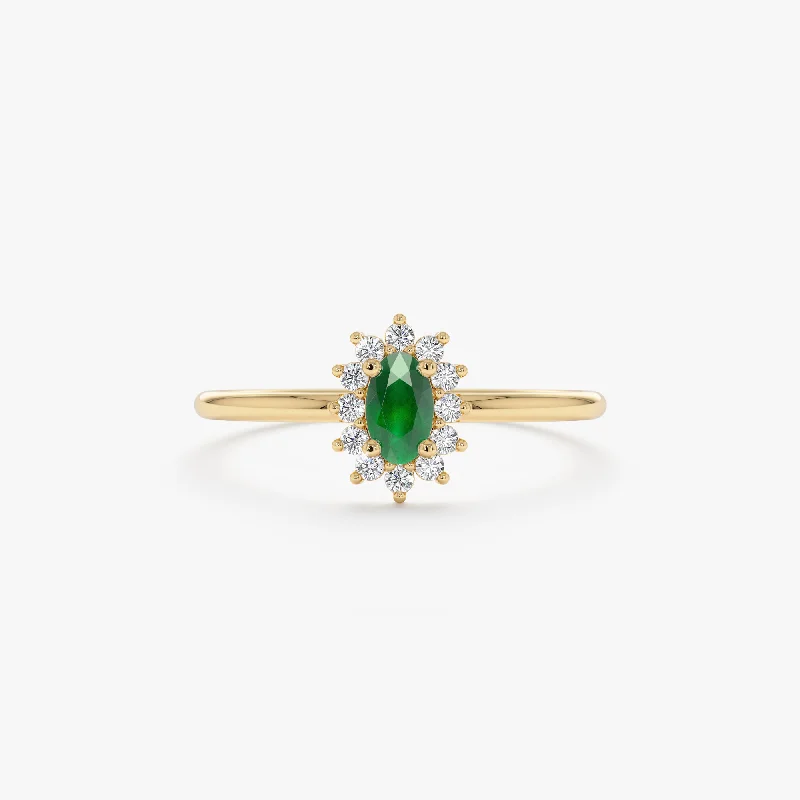 Men's Topaz Engagement Rings in 10K Gold with a Channel - Set Diamond BandEmerald and Diamond Engagement Ring, Roselyn