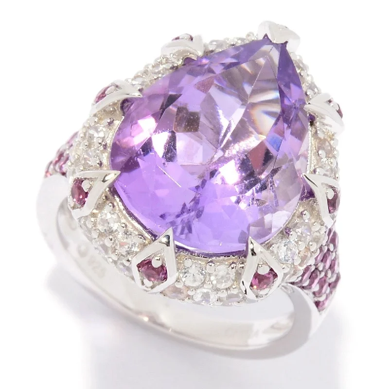 Emerald Gemstone Rings Set in Platinum with Filigree Work for a Vintage - Inspired LookSterling Silver Pear Cut Pink Amethyst & White Zircon Ring Emerald Gemstone Rings Set in Platinum with Filigree Work for a Vintage - Inspired LookSterling Silver Pear Cut Pink Amethyst & White Zircon Ring