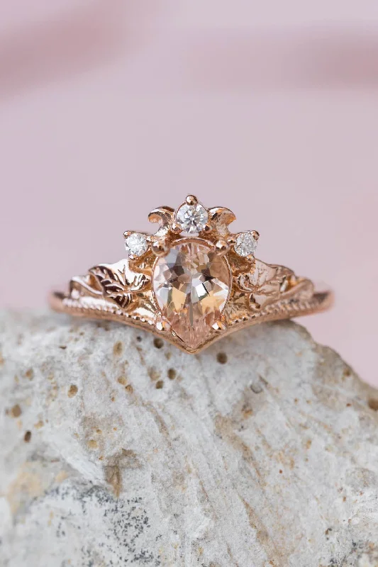 Men's Amethyst Engagement Rings in Sterling Silver with a Contemporary Geometric SettingPeach pink morganite engagement ring, rose gold proposal ring with diamond crown / Ariadne Men's Amethyst Engagement Rings in Sterling Silver with a Contemporary Geometric SettingPeach pink morganite engagement ring, rose gold proposal ring with diamond crown / Ariadne