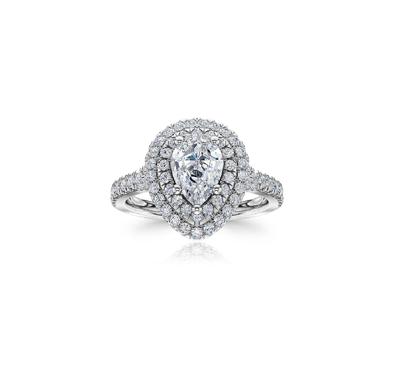 Men's Turquoise Engagement Rings in 925 Silver with a Southwestern - Inspired BandThe Studio Collection Pear Shape Center Diamond and Diamond Double Halo Engagement Ring