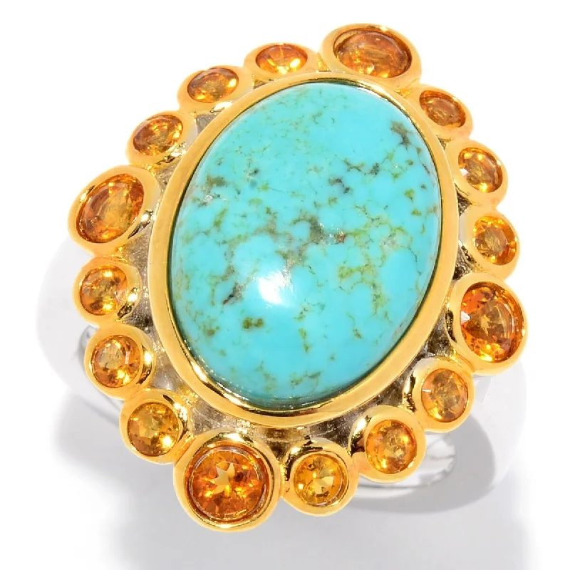 Tourmaline Gemstone Rings in 18K Two - Tone Gold with a Floral - Shaped Setting for a Feminine Touch925 Sterling Silver Mine#8 Turquoise, Madeira Citrine Ring Tourmaline Gemstone Rings in 18K Two - Tone Gold with a Floral - Shaped Setting for a Feminine Touch925 Sterling Silver Mine#8 Turquoise, Madeira Citrine Ring