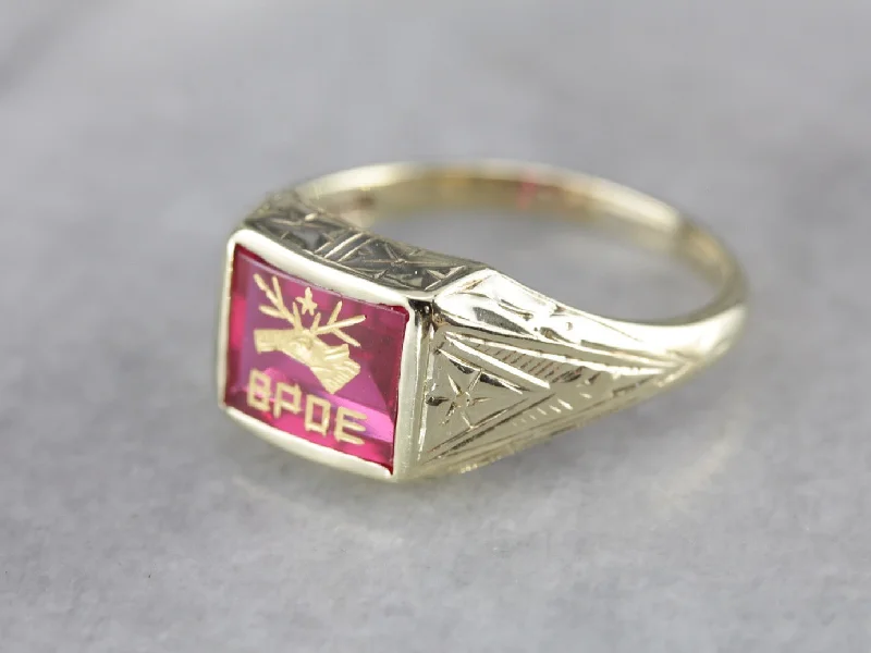 Moonstone Gemstone Rings in Silver - Plated Copper with a Celtic - Inspired Pattern for a Mystical VibeAntique Benevolent and Protective Order of Elks Ring Moonstone Gemstone Rings in Silver - Plated Copper with a Celtic - Inspired Pattern for a Mystical VibeAntique Benevolent and Protective Order of Elks Ring