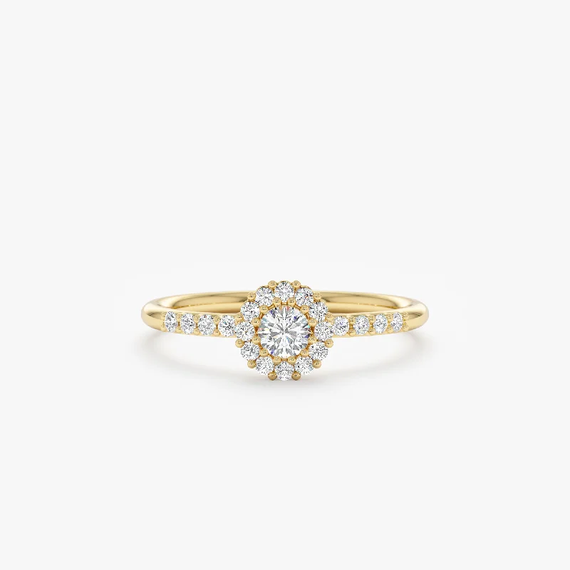 Men's Aquamarine Engagement Rings in 9K Gold with a Bezel - Set StoneDiamond Halo Engagement Ring, Maylah