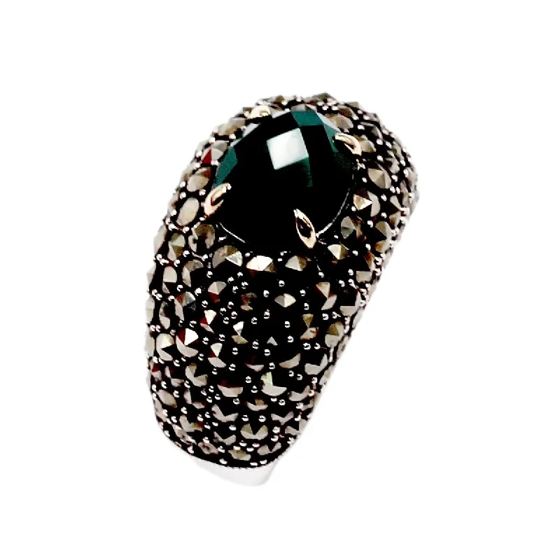 Malachite Gemstone Rings in 14K Gold with a Carved Stone for a Unique and Artistic Appeal14k Gold and Sterling Silver Agate and Marcasite Ring Malachite Gemstone Rings in 14K Gold with a Carved Stone for a Unique and Artistic Appeal14k Gold and Sterling Silver Agate and Marcasite Ring