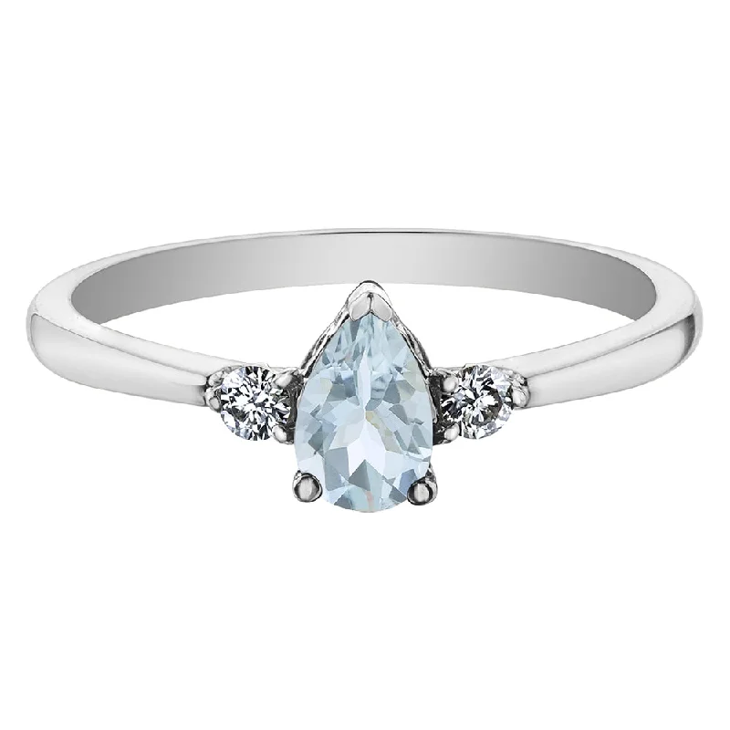 Men's Moonstone Engagement Rings in Silver - Plated Copper with a Celtic Knot PatternPear-Shaped Aquamarine Ring with Canadian Diamond Accents
