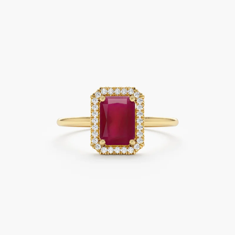 Men's Ruby Engagement Rings in Rose Gold with a Solitaire Design for a Romantic GestureNatural Ruby and Diamond Engagement Ring, Juliet