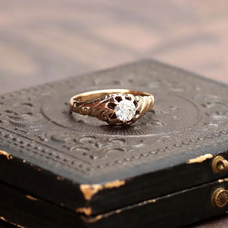 Men's Moonstone Engagement Rings in Silver - Plated Copper with a Celtic Knot PatternVictorian Belcher Setting Engagement Ring #VR220719-3