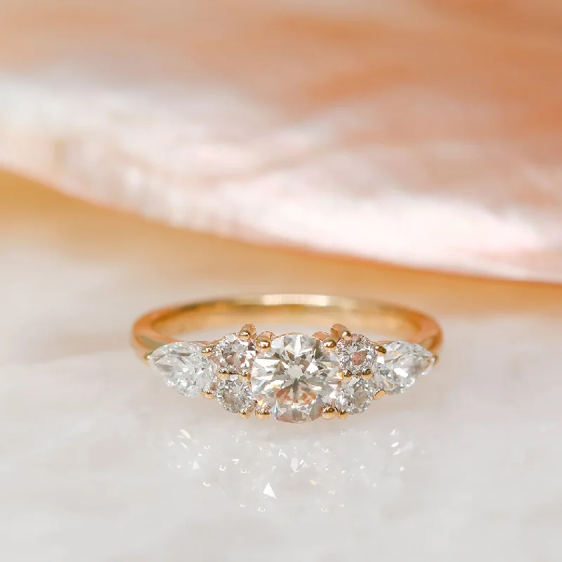 Men's Topaz Engagement Rings in 10K Gold with a Channel - Set Diamond BandLuminous Basket Settings Natural Round  Diamond Engagement Ring