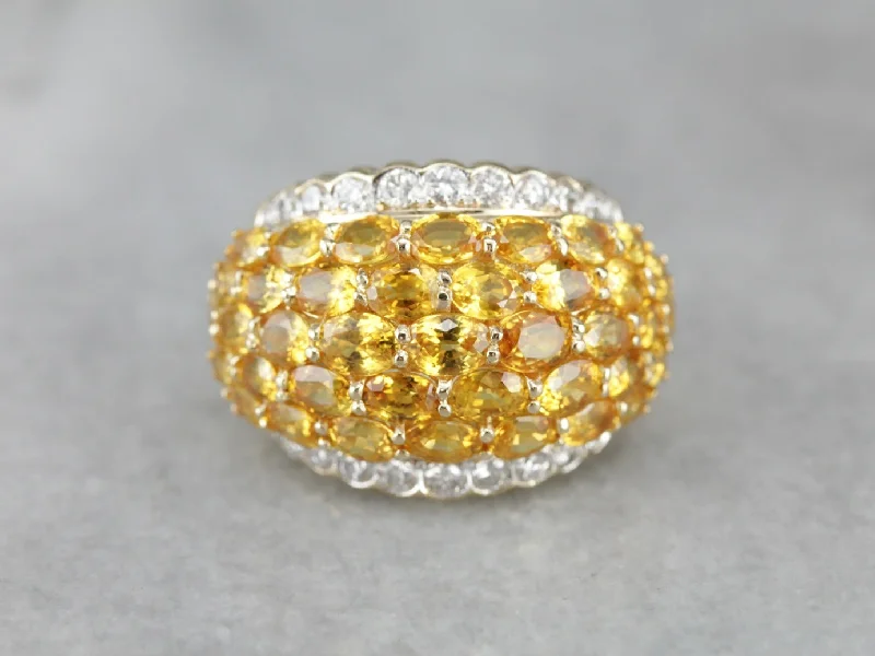 Tourmaline Gemstone Rings in 18K Two - Tone Gold with a Floral - Shaped Setting for a Feminine TouchDecadent Yellow Sapphire Bombe Ring Tourmaline Gemstone Rings in 18K Two - Tone Gold with a Floral - Shaped Setting for a Feminine TouchDecadent Yellow Sapphire Bombe Ring