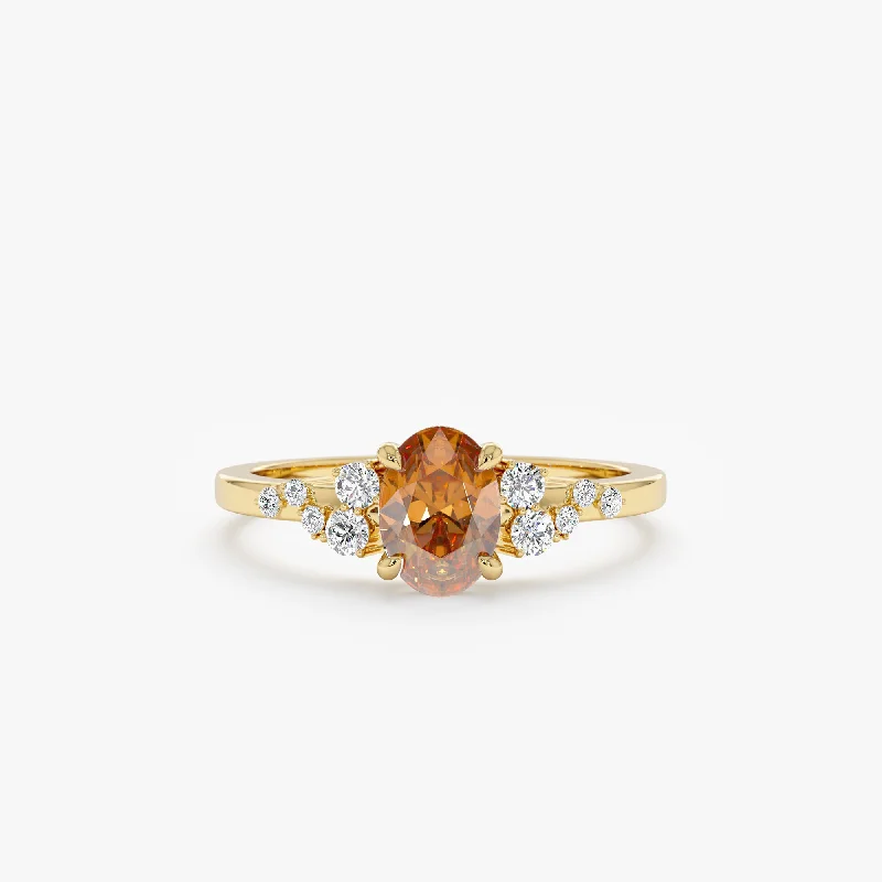 Men's Ruby Engagement Rings in Rose Gold with a Solitaire Design for a Romantic GestureOval Citrine Diamond Accent Engagement Ring, Devi