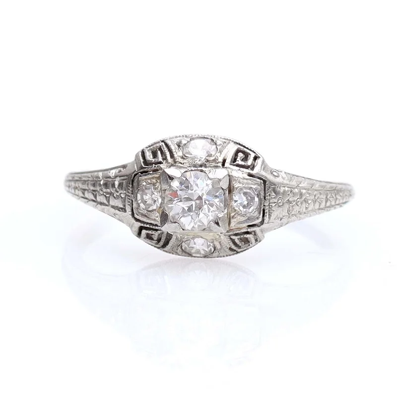 Men's Opal Engagement Rings in 10K Gold with a Milgrain - Trimmed BandArt Déco Domed Engagement Ring #VR160812-02