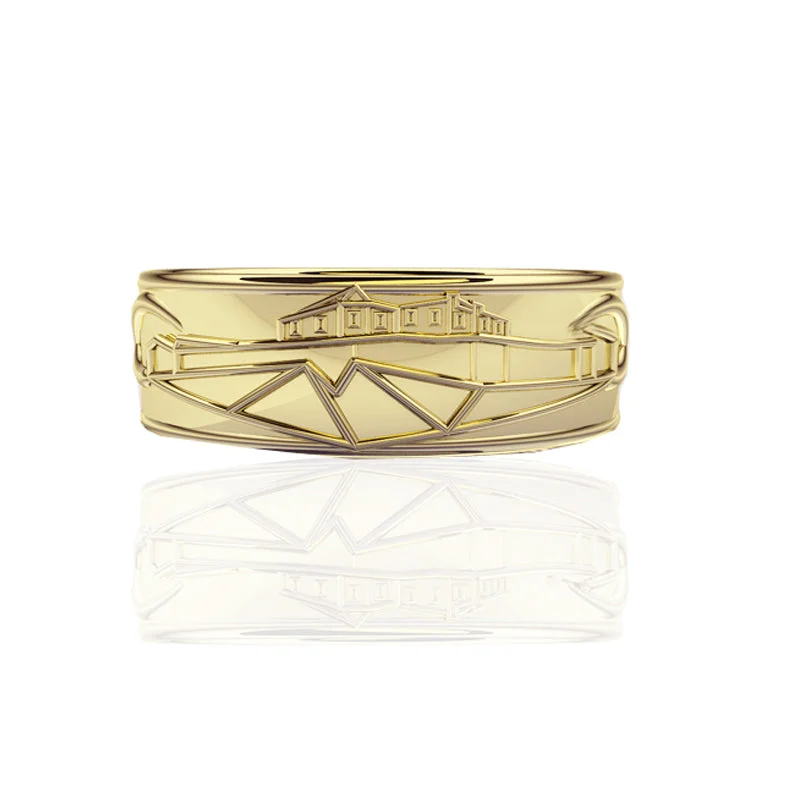 Adjustable - Fit Wedding Bands in Gold - Plated Metal for a Comfortable and Custom - Fitting OptionEdinburgh Castle Wedding Ring Adjustable - Fit Wedding Bands in Gold - Plated Metal for a Comfortable and Custom - Fitting OptionEdinburgh Castle Wedding Ring