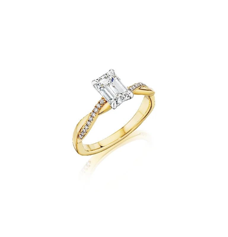 Men's Ruby Engagement Rings in Rose Gold with a Solitaire Design for a Romantic GestureThe Studio Collection Emerald Cut Diamond Engagement Ring with Diamond Twist Shank