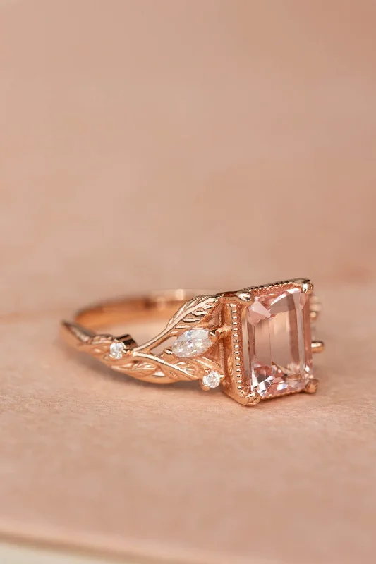 Men's Peridot Engagement Rings in 14K Gold - Filled Metal with a Micro - Pave SettingNature inspired engagement ring with morganite, rose gold engagement ring with diamonds / Patricia Men's Peridot Engagement Rings in 14K Gold - Filled Metal with a Micro - Pave SettingNature inspired engagement ring with morganite, rose gold engagement ring with diamonds / Patricia