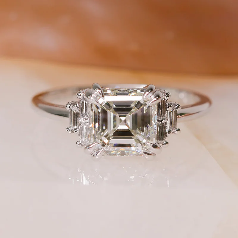Men's Emerald Engagement Rings with 14K Yellow Gold and Vintage - Style FiligreeBright Sky Natural Asscher cut Diamond Engagement Ring Men's Emerald Engagement Rings with 14K Yellow Gold and Vintage - Style FiligreeBright Sky Natural Asscher cut Diamond Engagement Ring