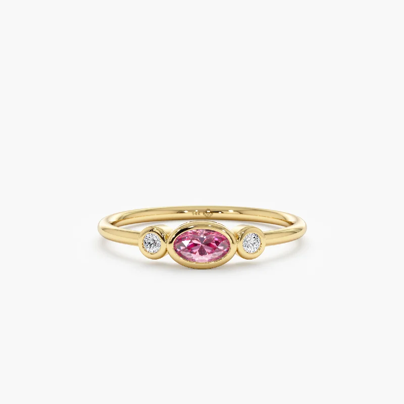 Men's Amethyst Engagement Rings in Sterling Silver with a Contemporary Geometric SettingOval Pink Sapphire Engagement Ring, Elle