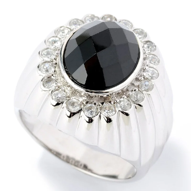 Lapis Lazuli Gemstone Rings in Sterling Silver with a Star - Shaped Setting for a Celestial - Inspired PieceSter Silver 6.43ctw Black Spinel & White Zircon Men's Ring, Size 9 Lapis Lazuli Gemstone Rings in Sterling Silver with a Star - Shaped Setting for a Celestial - Inspired PieceSter Silver 6.43ctw Black Spinel & White Zircon Men's Ring, Size 9