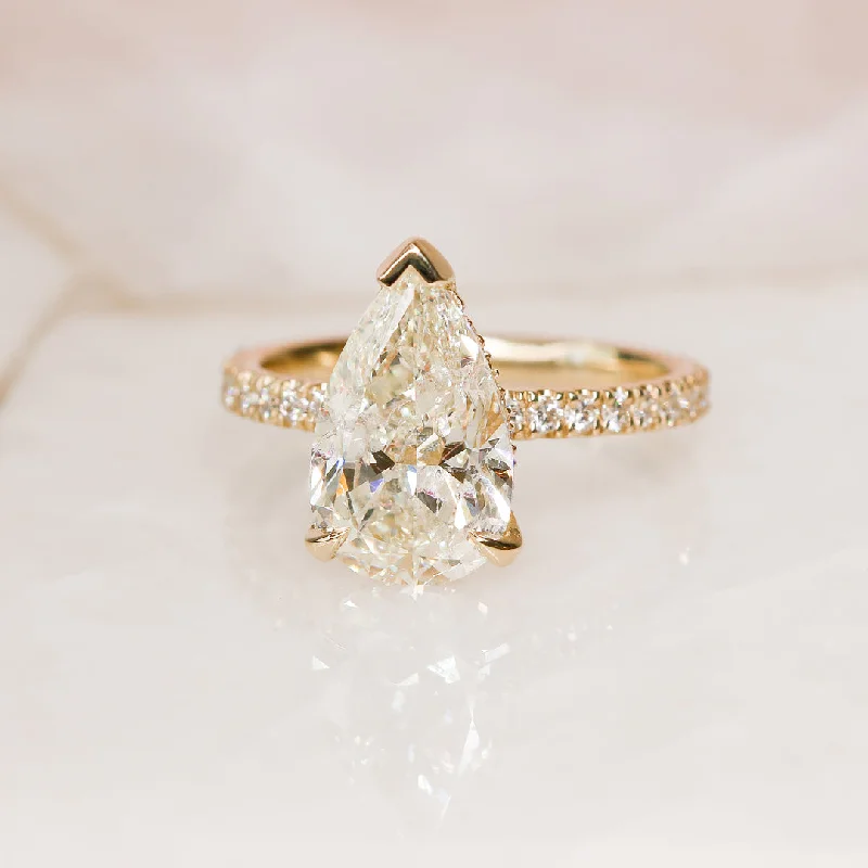 Men's Sapphire Engagement Rings in 18K White Gold with Pave Diamond AccentsLuz 3.69 Carat Natural Pear Cut Diamond Engagement Ring