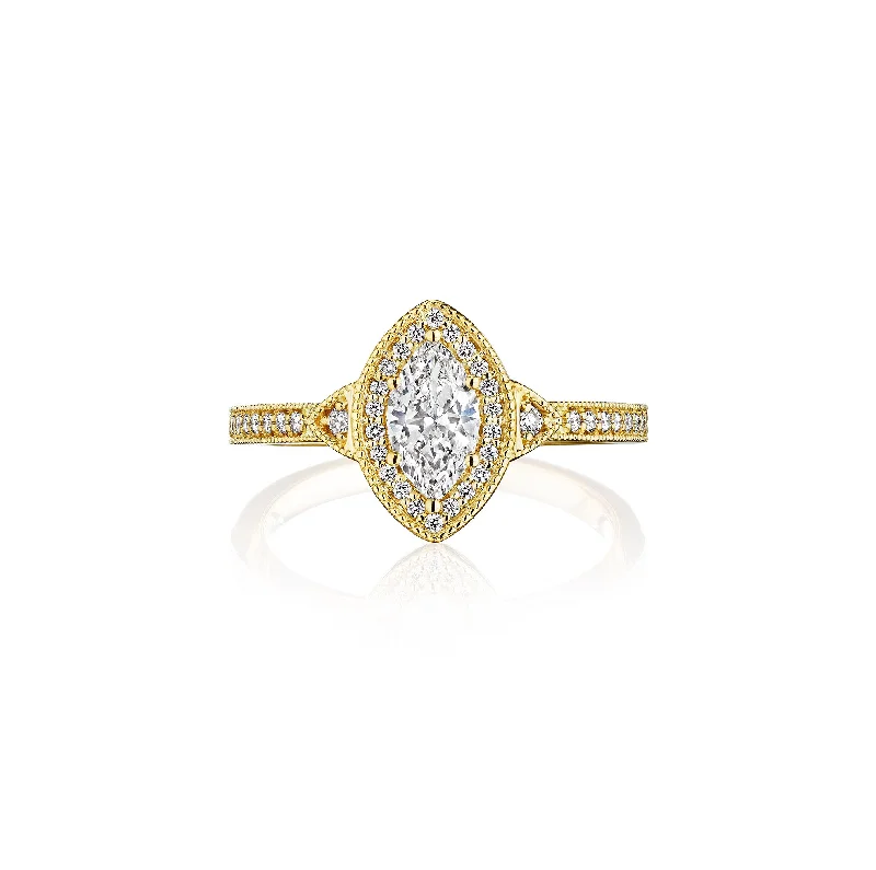 Men's Aquamarine Engagement Rings in 9K Gold with a Bezel - Set StoneThe Studio Collection Marquise and Round Diamond Engagement Ring
