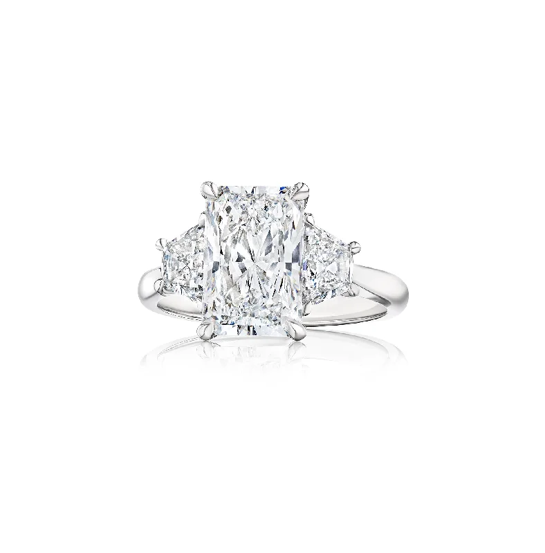 Men's Moonstone Engagement Rings in Silver - Plated Copper with a Celtic Knot PatternFink's Exclusive Radiant Cut Diamond Engagement Ring with Trapezoid Side Diamonds