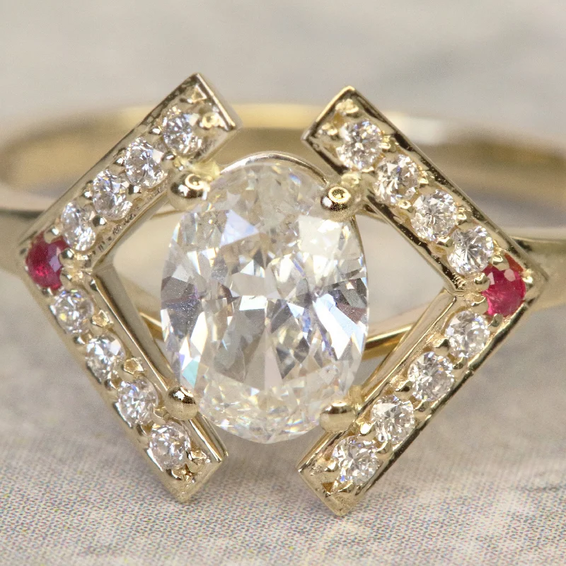Men's Topaz Engagement Rings in 10K Gold with a Channel - Set Diamond BandNatural Light Multi Stone Natural Oval  Diamond Engagement Ring